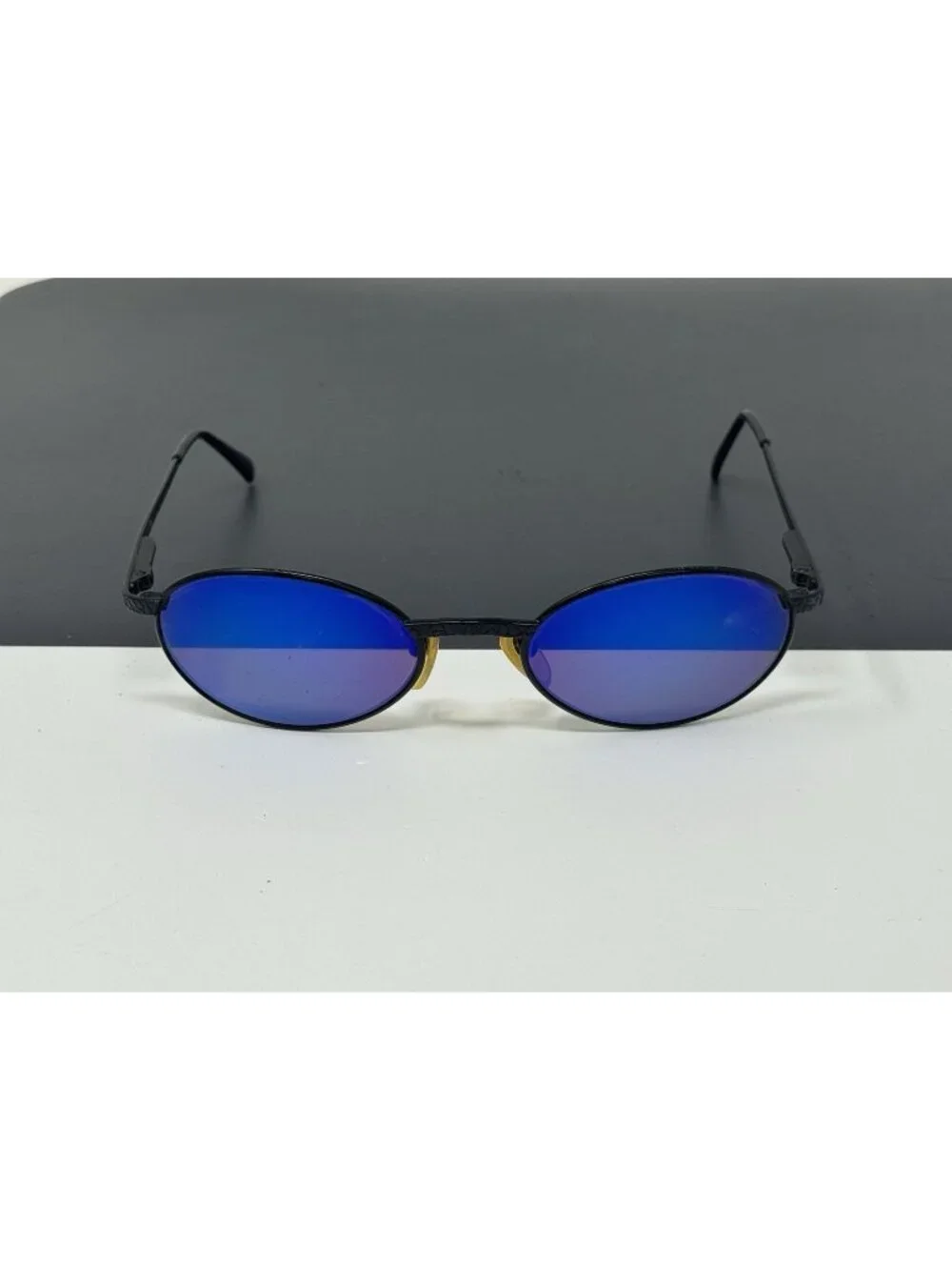 Vintage REVO PYTHON Black Metal Oval Mirror Sunglasses Scratches On Glass Lenses
